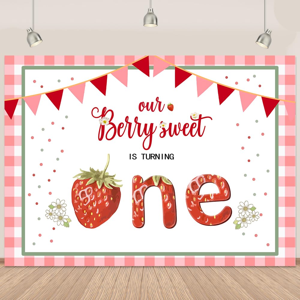 1st Birthday Berry First Birthday Backdrop Strawberry Birthday Backdrop ...