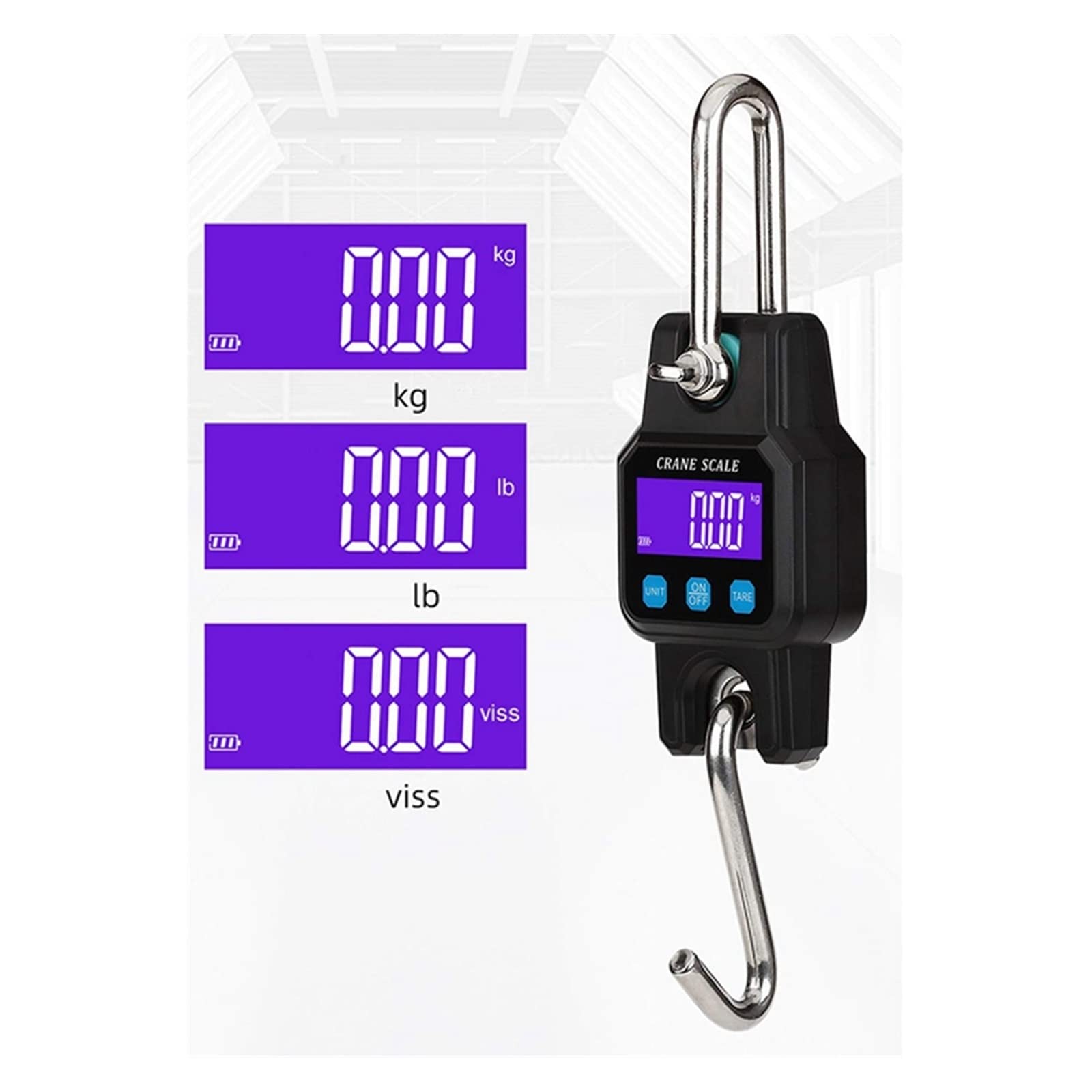 Báscula colgante, Báscula de grúa inteligente de 300Kg/50G báscula de gancho colgante portátil recargable con 4,0 BT USB for báscula de gancho Industrial para construcción(Brown)