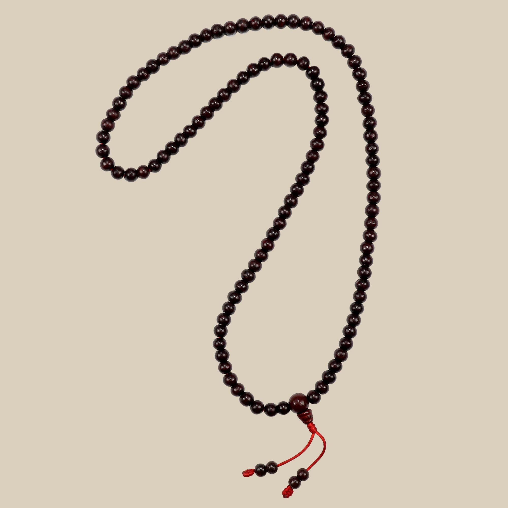 Gebetskette Mala Kette Rosenholz Perlen bordeaux Halskette Meditationskette