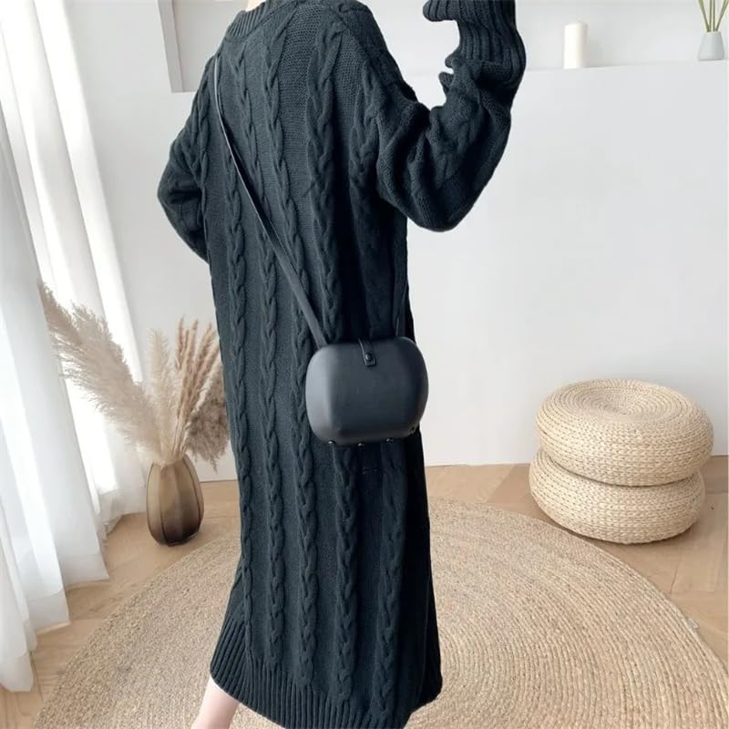 Maglione da donna autunno inverno intrecciato lavorato a maglia tinta unita O-collo allentato casual maglioni caldi