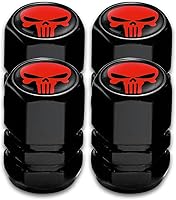 Vista 8 de 4 tapas de vástago de válvula de neumático de automóvil con forma de calavera, cubiertas universales de metal a prueba de polvo, tapas de aire