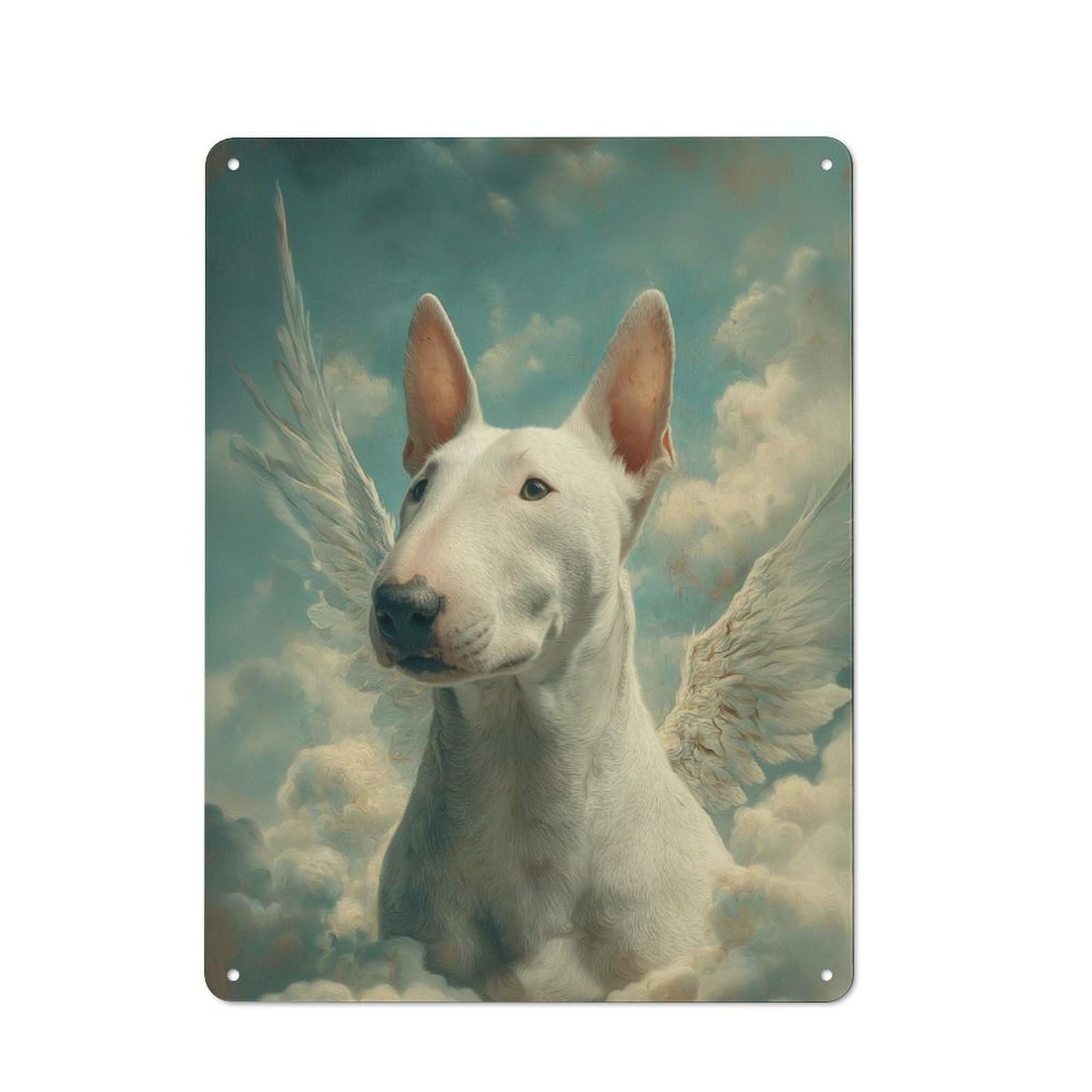 Junmoney Winged Bull Terrier In The Clouds Bull Terrie Vintage Tin Sign 40X30cm With R Remembrance For Kitchen Or Home Bar, For Retro Home Interiors, For Cafés, Pubs And Restaurants
