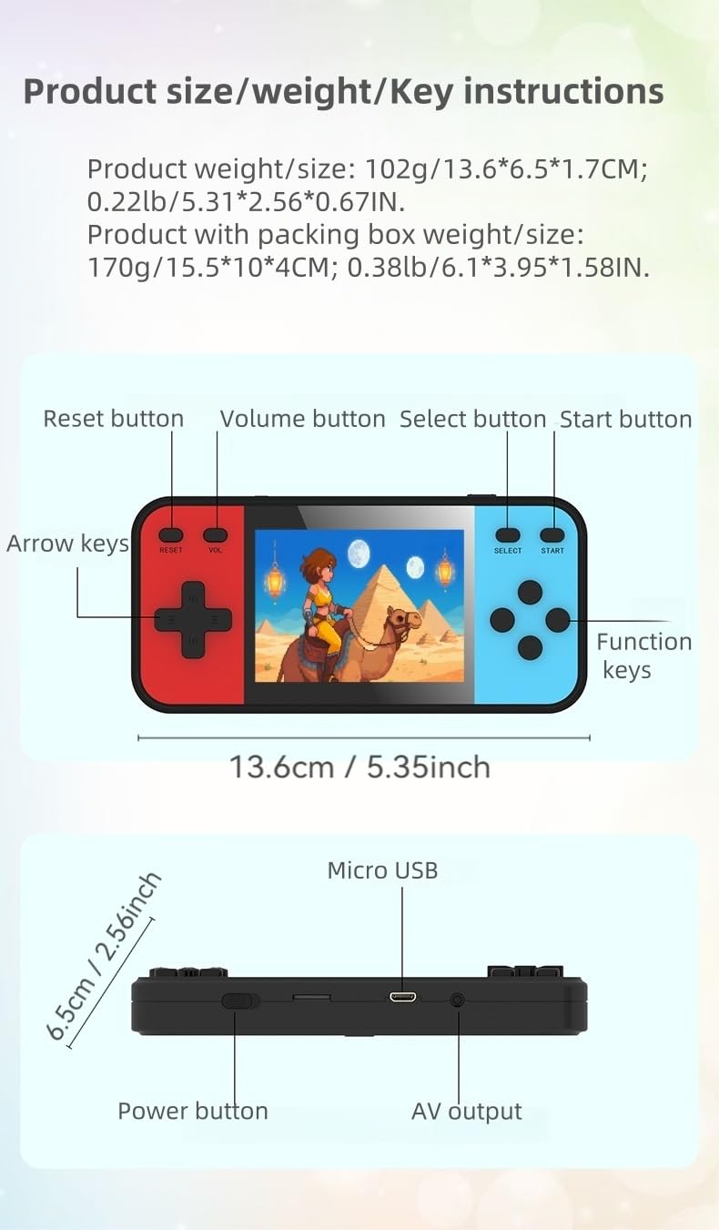 Console de Jeu Portable rétro YHFITN - 240 Jeux Classiques intégrés, Lecteur de Jeux vidéo Portable avec Sortie AV pour TV, Mini système de Jeu pour Enfants et Adultes