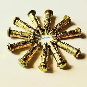 Bamby Anchor Fasteners,Size 6 mm, Pack of 50 PCS (Gold) (50)