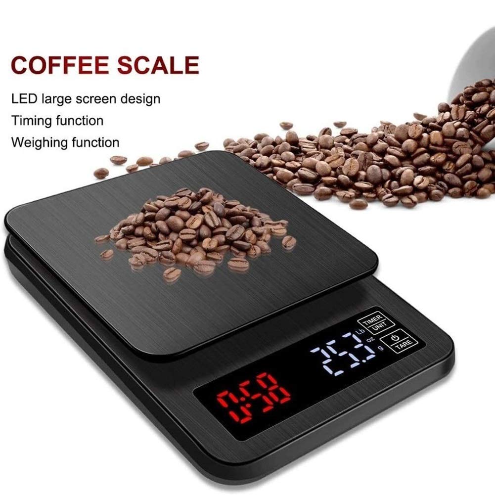Wlectronic cyfrowa waga kuchenna ze stali nierdzewnej, elektroniczna waga do kawy 10 kg/1 g waga kuchenna do żywności Waga rozmiar: 5 kg/0,1