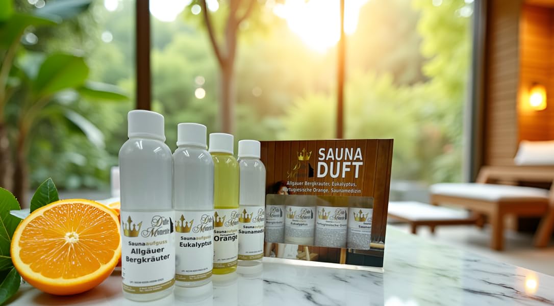 Dufte Momente Saunaaufguss Set 4x250ml - Profi Saunaduft Konzentrat mit Natur- & Duftölen, vegan | Made in Germany
