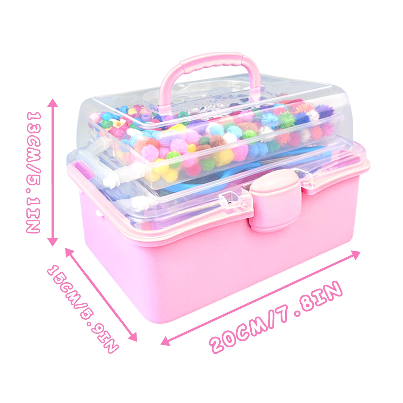 BNUZEIYI 3000Pcs Manualidades Niños Caja Manualidades de 3 Capas Art Supplies Material con Limpiapipas DIY Creativo Juguetes Regalos kit Manualidades Niñas Niños 4-6, 6-8, 8-12 Años, Rosa