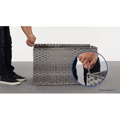 SONGMICS Storage Basket with Lid, Rattan-Style Storage Trunk with Cotton Liner and Handles, for Bedroom Closet Laundry… 61k3woUXxPL