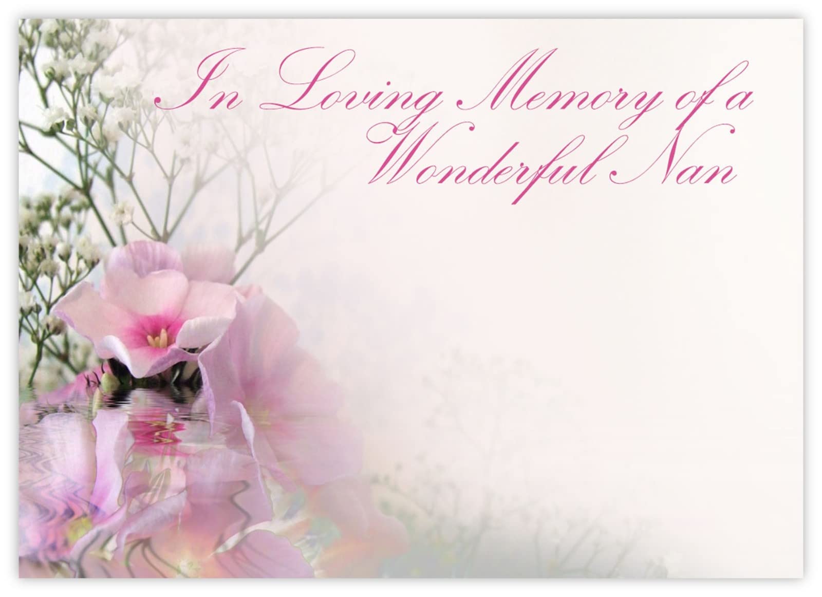 celloexpress In Loving Memory Nan (Phlox Reflection) Flower Message Cards - 90mm x 125mm - Bereavement Florist Card Sympathy Condolences Notes (Pack of 12)