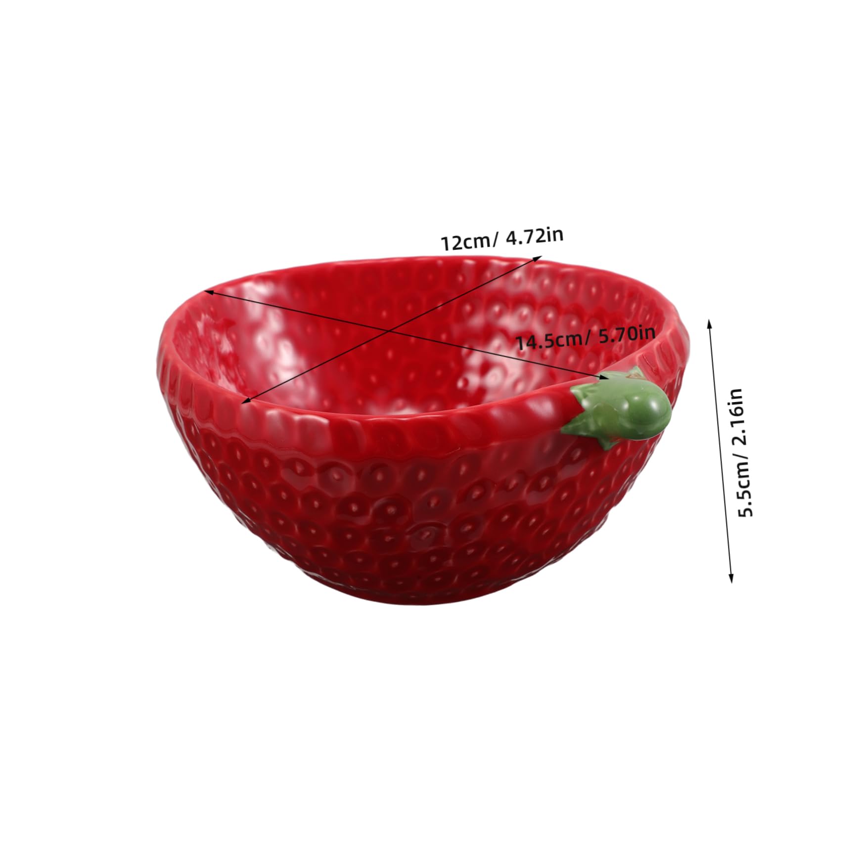 PRETYZOOM Strawberry Embossed Ceramic Bowl Artistic Tableware for Soup Rice and Fruit Microwave Safe Heat Resistant for Family Dining for Special Occasions