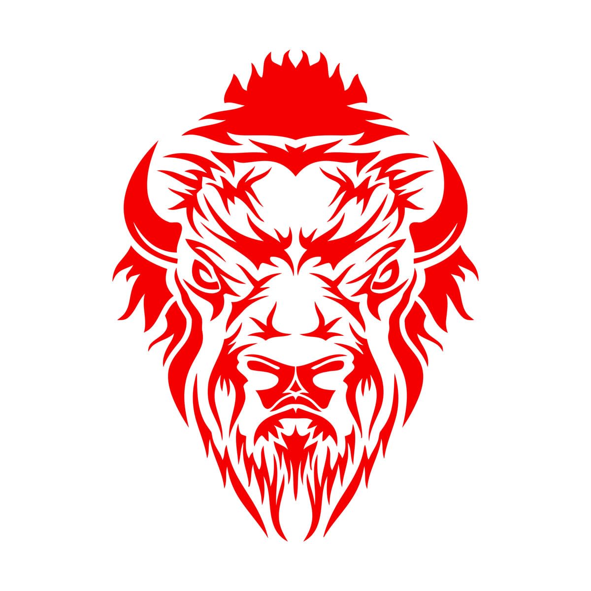 Wall Decals Paster Paper Bison Wild Animal Head Bull Power Horns 54x74.3cm Can Modify and add Information Large red