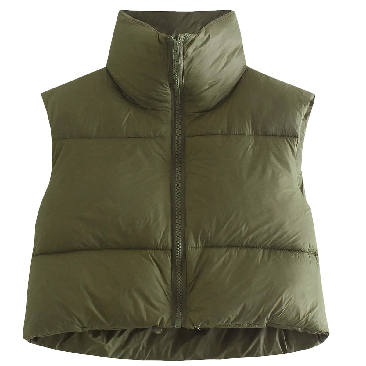 CULACCINO Women's Winter Cropped Puffer Vest Crop Jackets For Women Full Zip Stand Collar Padded Lightweight Outwear Vest