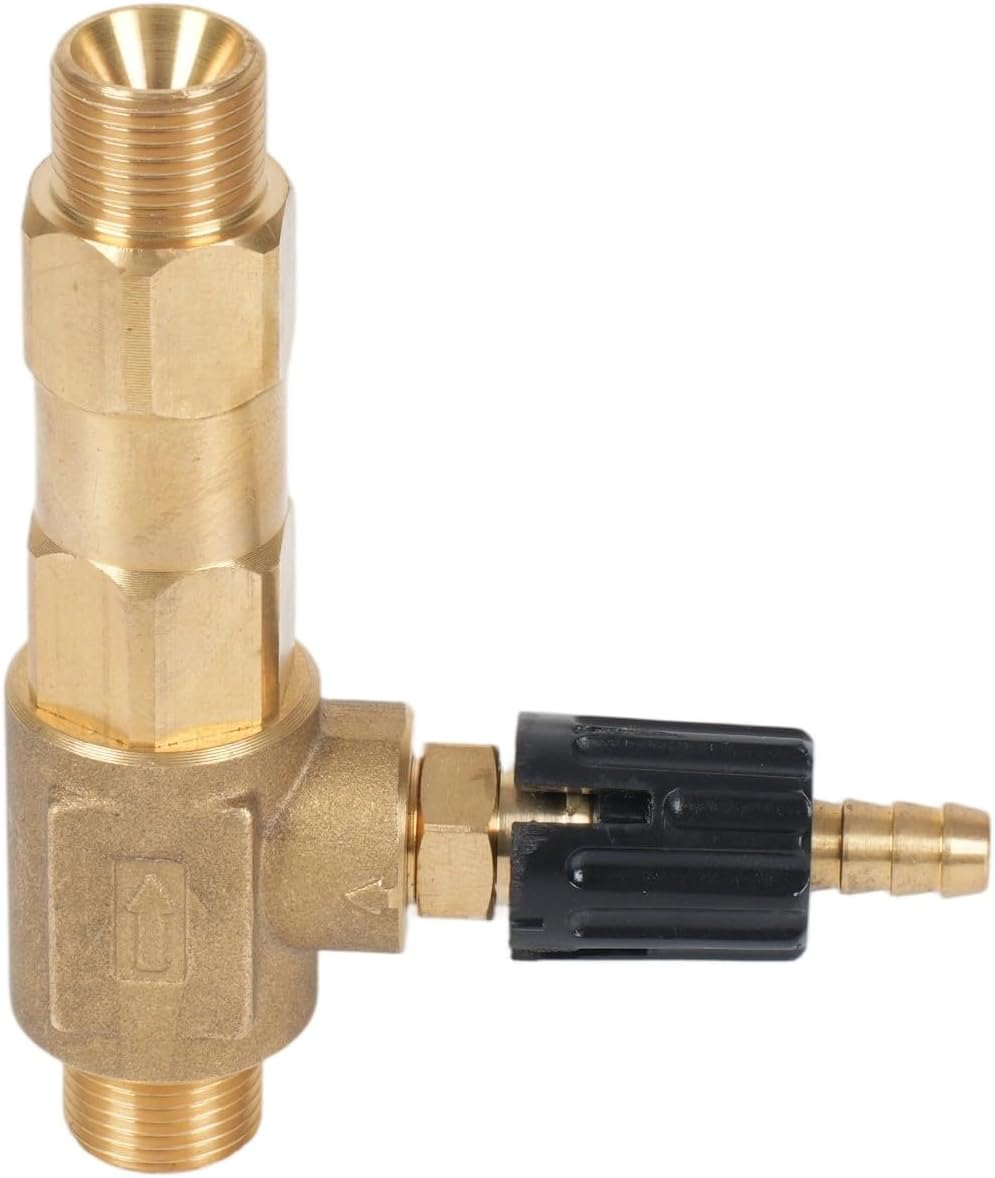 1-2 GPM Pressure Washer Chemical Injector for General Pump Adjustable Control Power Washer Downstream Injector 1.2mm Orifice Max 4500 PSI for 3/8" NPT-M High Draw to 20%