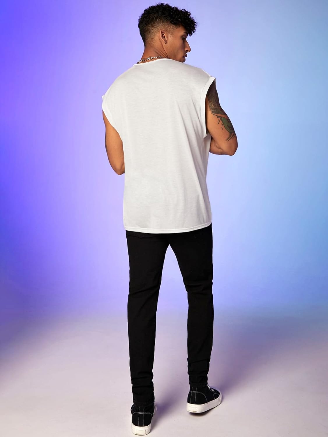 WDIRARA Men's Cowl Neck Draped Cap Sleeve Tank Top Summer Casual T Shirt Tops - Image 6