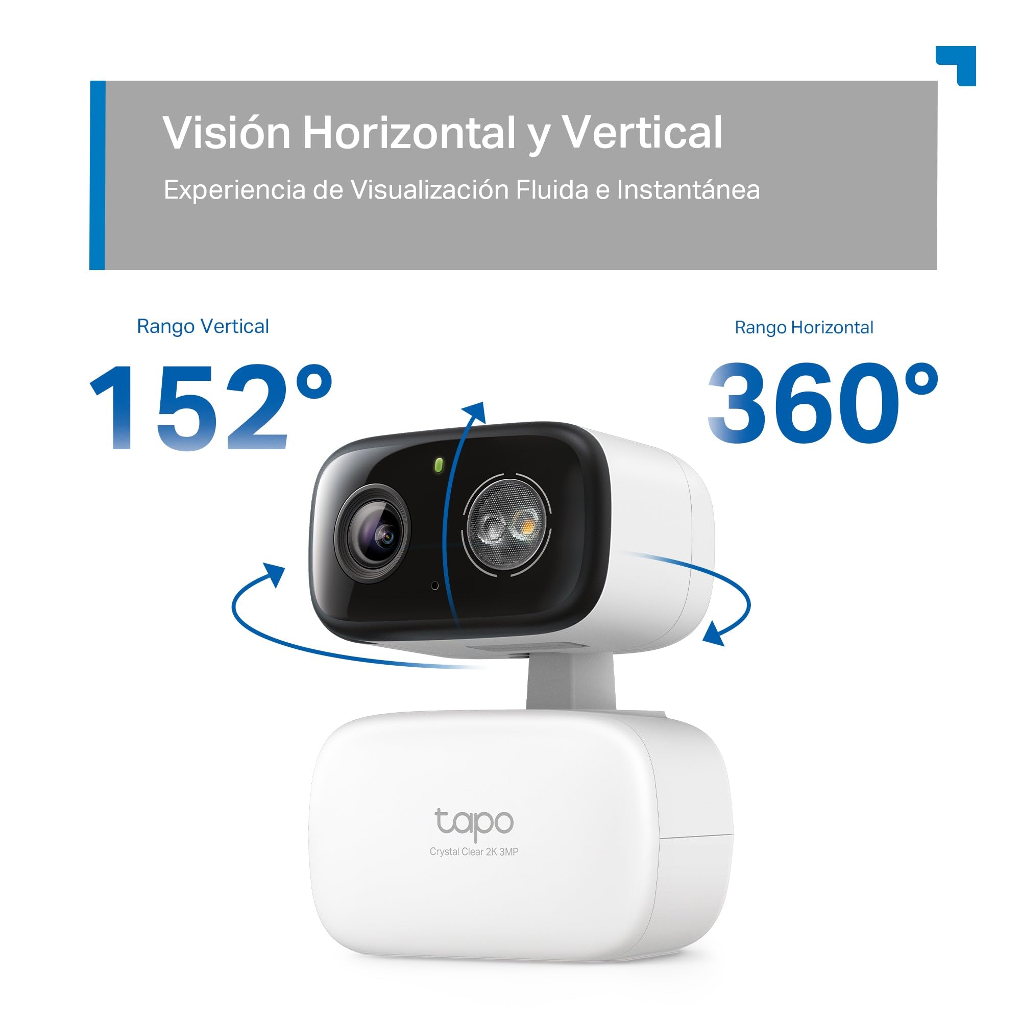 Tapo C216, Mini Cámara de Vigilancia 2K 3MP 360°, Grabación Interior/Exterior, Detección IA y Notificaciones, Tarjeta MicroSD de hasta 512 GB