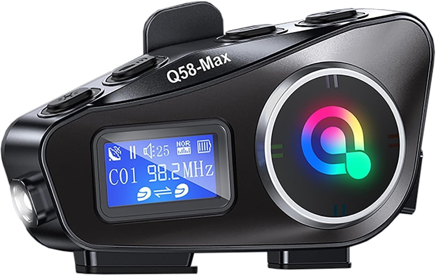 Azonee Motorcycle Helmet Bluetooth Headset, Helmet Bluetooth Intercom BT5.3 Noise Cancellation 6EQ HiFi Stereo, Headphone Speakers LCD Screen, Support FM Radio, Music Share, SD Card