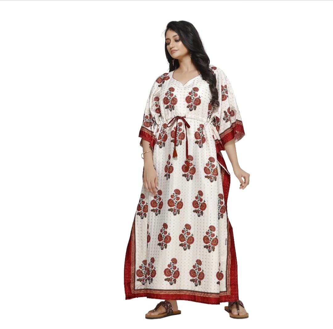 Women's Rayon Cotton Digital Printed Maxi Kaftan Nighty, Light Purple_Free Size-image-11