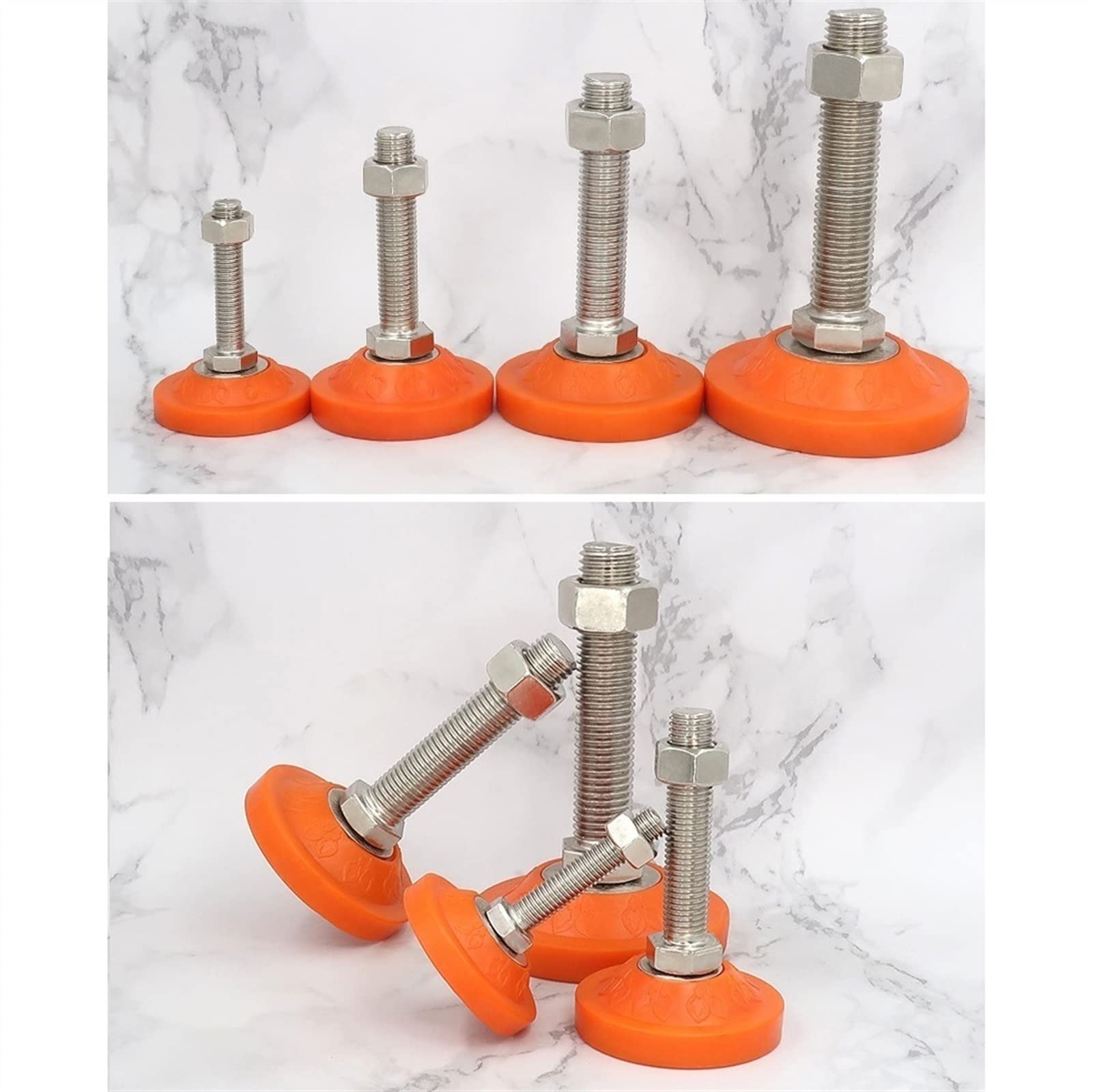 pies niveladores， Pies niveladores, Patas ajustables con rosca M16 Patas de tornillo nivelador de acero al carbono de alta resistencia for equipos mecánicos de muebles, paquete de 4(D80xM16X150)