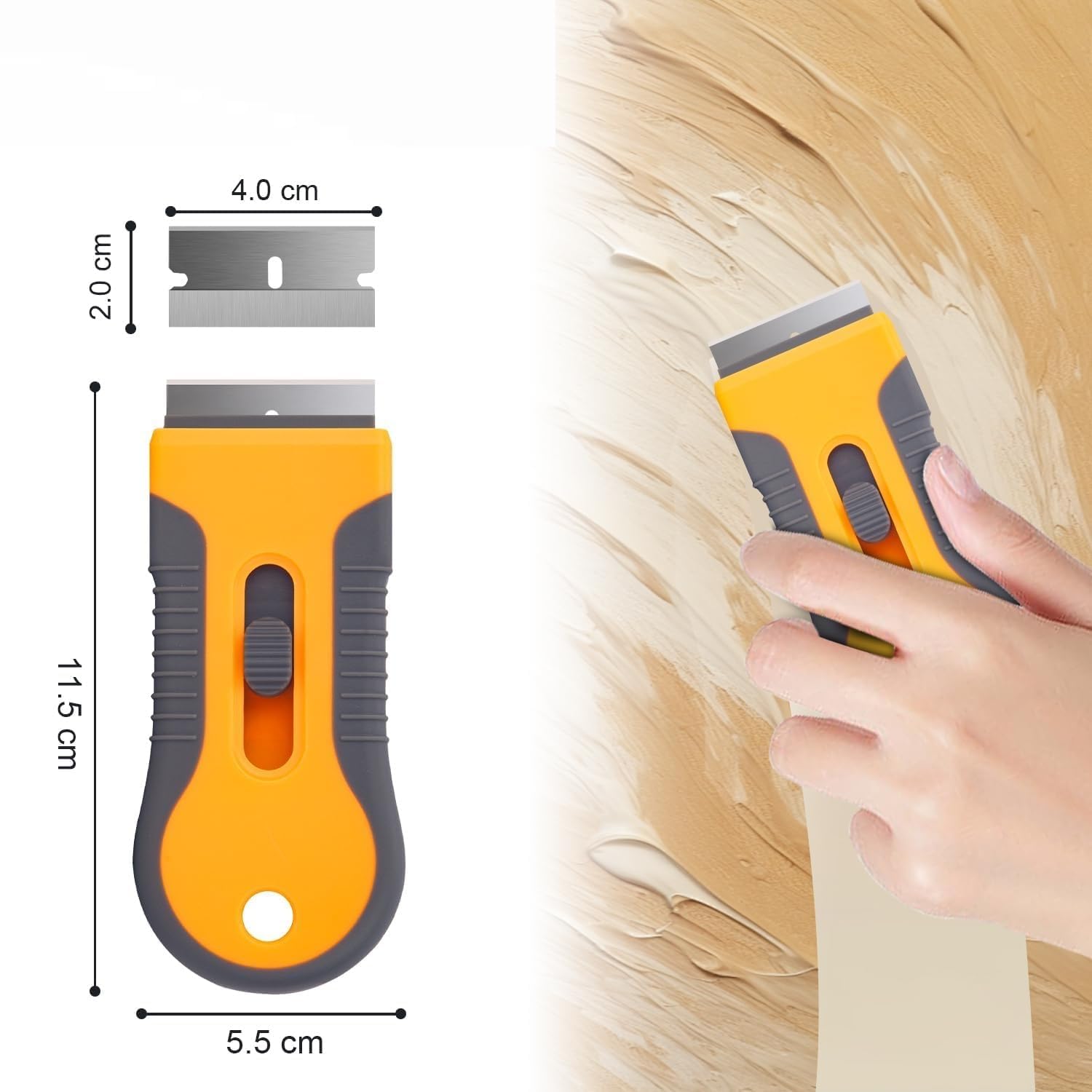 THEA Glue Remover Cleaning Scraper Tool Double Edged Multipurpose Removing Paint, Labels, Sticker Multi-Surface Cleaning Tool for Glass, Ceramic Hobs, Ovens, Glass Top and Foot (10 Piece Metal Blades) 4