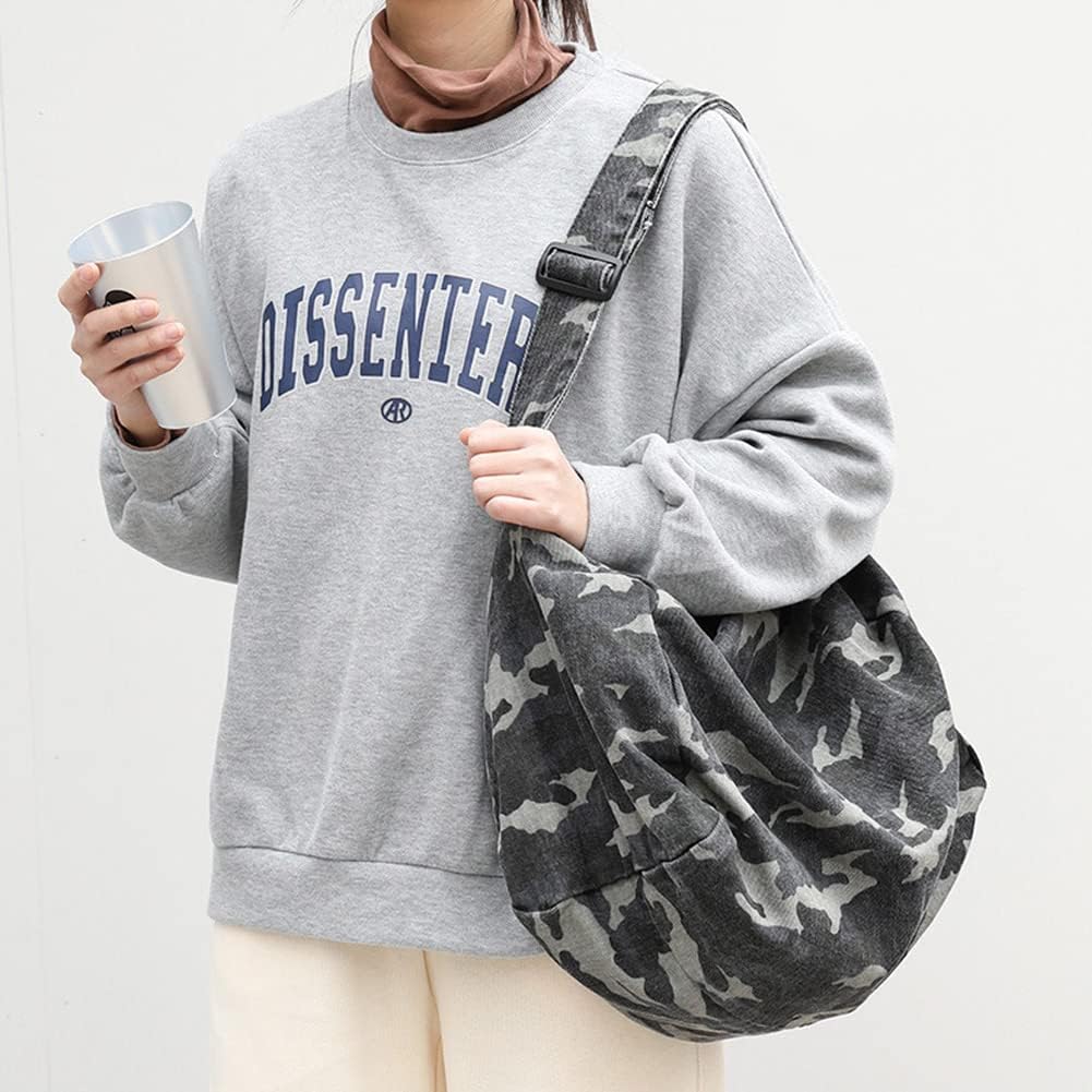 Crossbody Bags Camouflage Hobo Crossbody Bag Large Capacity Washable Zipper for Leisure Travel Shopping Hand Bag