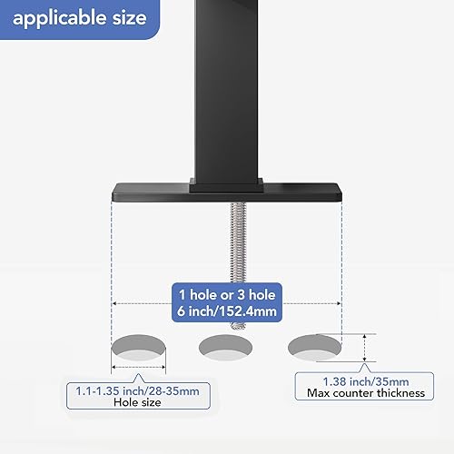 Miniatura 9 de Phiestina, BF3530-MB - Grifo de baño de un solo orificio negro mate para lavabo, 1 orificio con drenaje de metal con desbordamiento y línea de