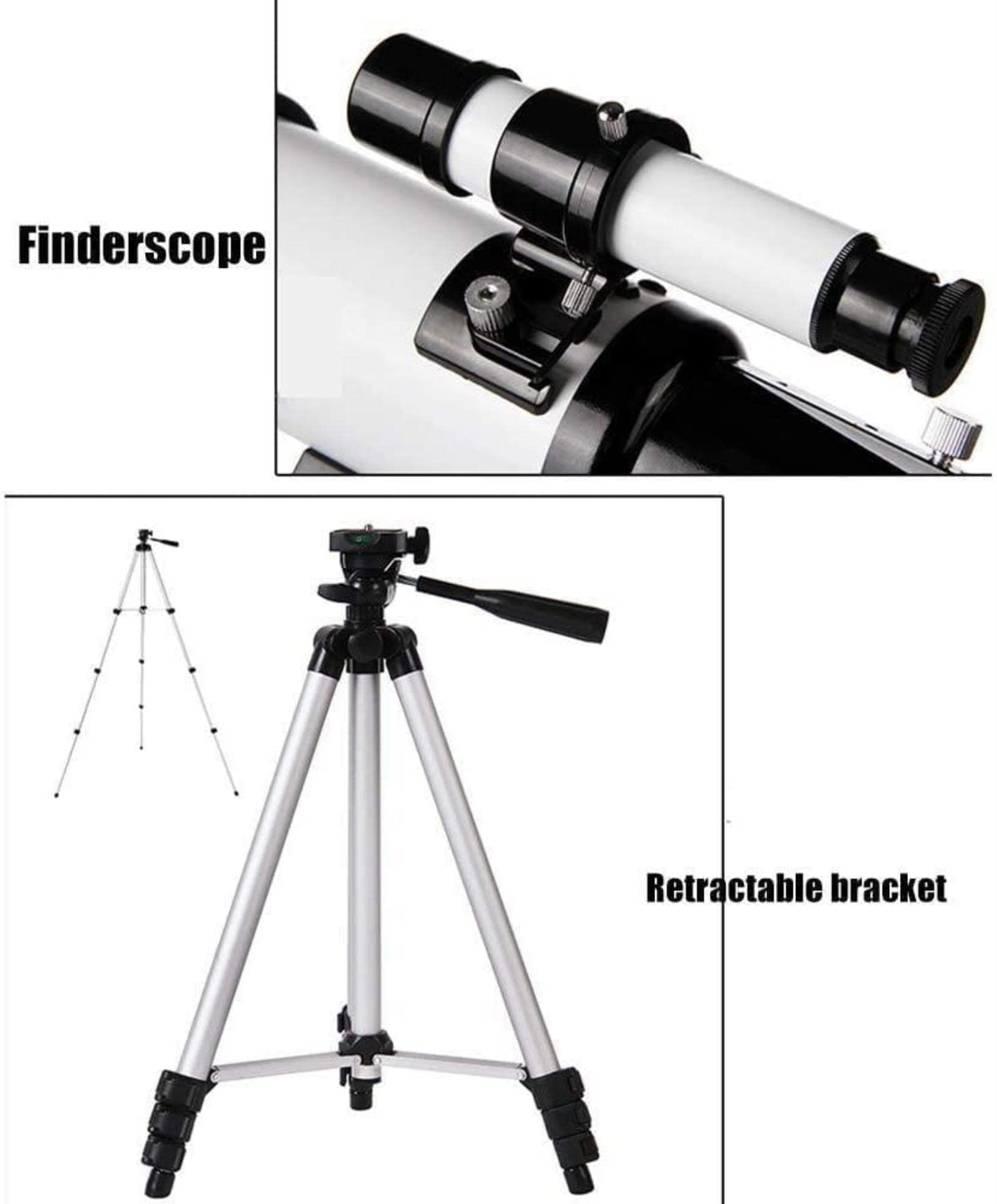 Telescopi Telescopio rifrattore da Viaggio da 100 mm con Regolabile, con Supporto per Telefono Cellulare, telescopio a Doppio Scopo Cielo e Terra