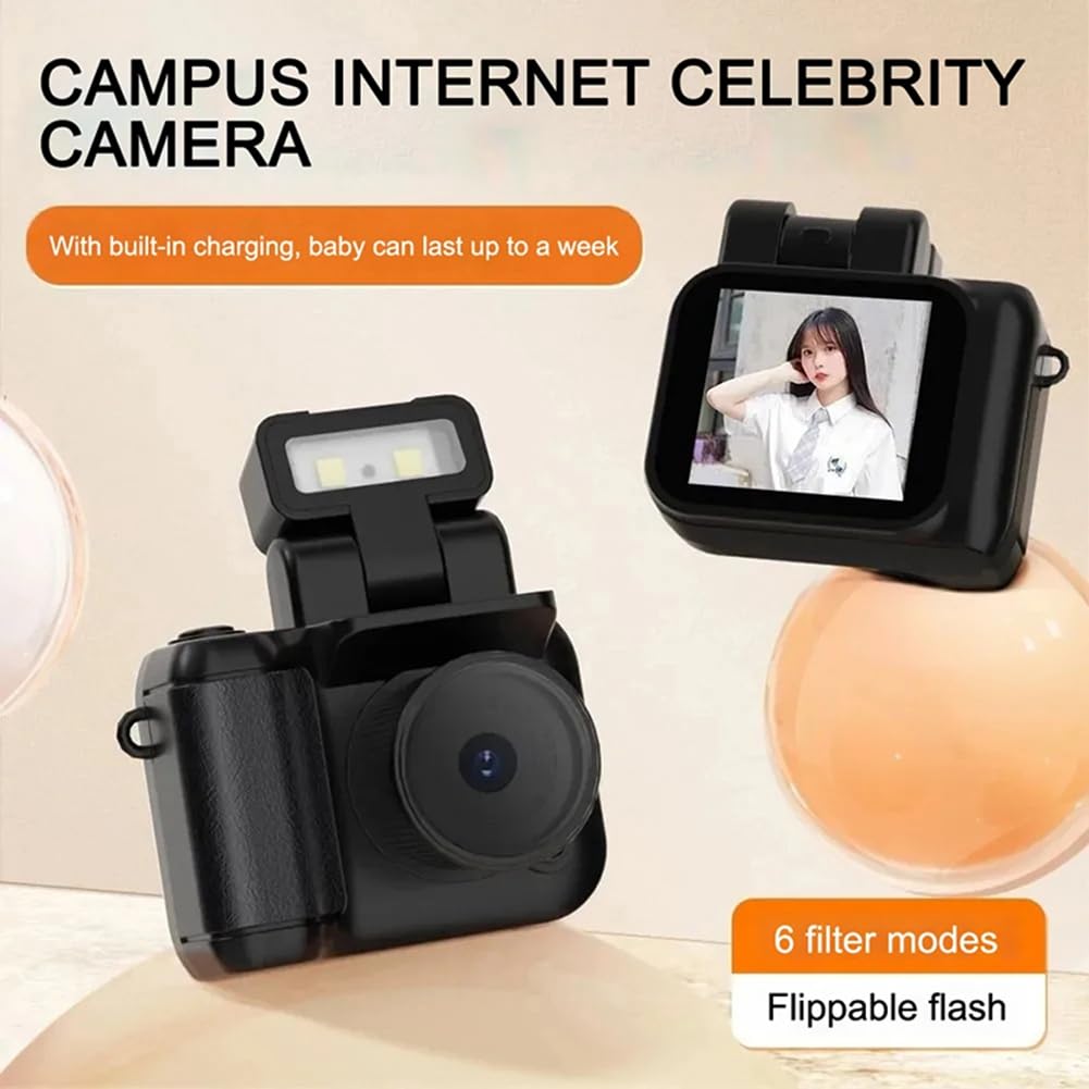 Appareil Photo de Style Mini SLR Cmos 128 Go avec Flash et Dock de Chargement, Enregistreur Vidéo Portable DV 1080P avec Écran LCD A
