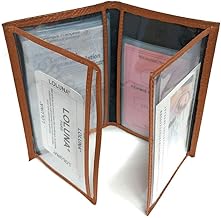 LOLUNA® Etui Carte Grise Cuir, permis Conduire Voiture, identité, Assurance, 4 Volets, Plusieurs Couleur Homme et Femme (Marron)