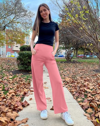 Image of Promover Wide Leg Pants Woman Yoga Pants with Pockets Stretch Loose Casual Lounge Sweatpants Petite /Regular /Tall