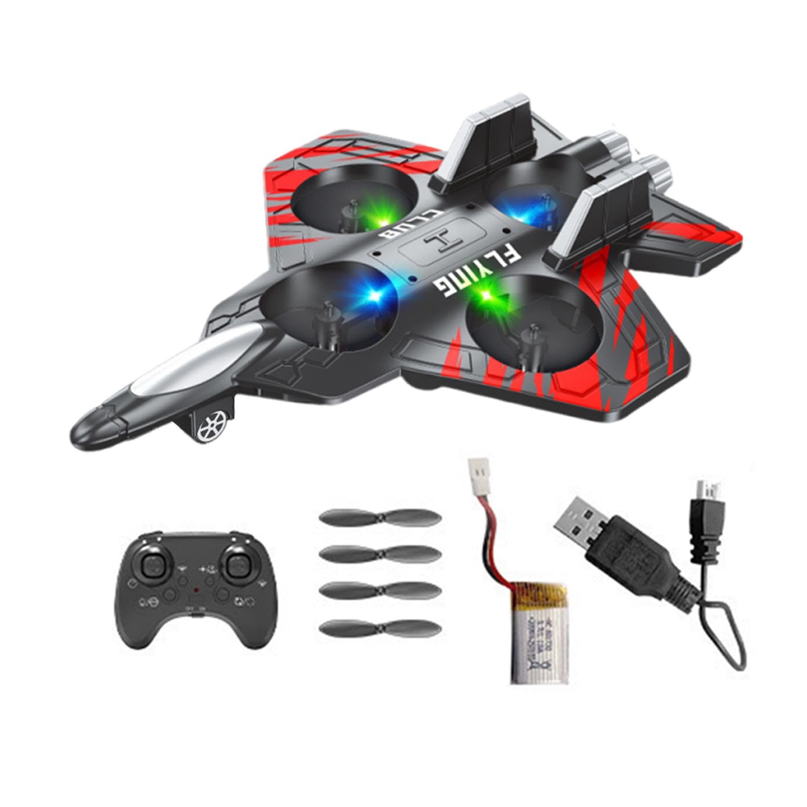 Qianly Avión Teledirigido Fija de Espuma EVA Planeador de Juguete con Control Remoto y Luces LED Incorporadas Modelo de Cuatro Canales Adecuado para
