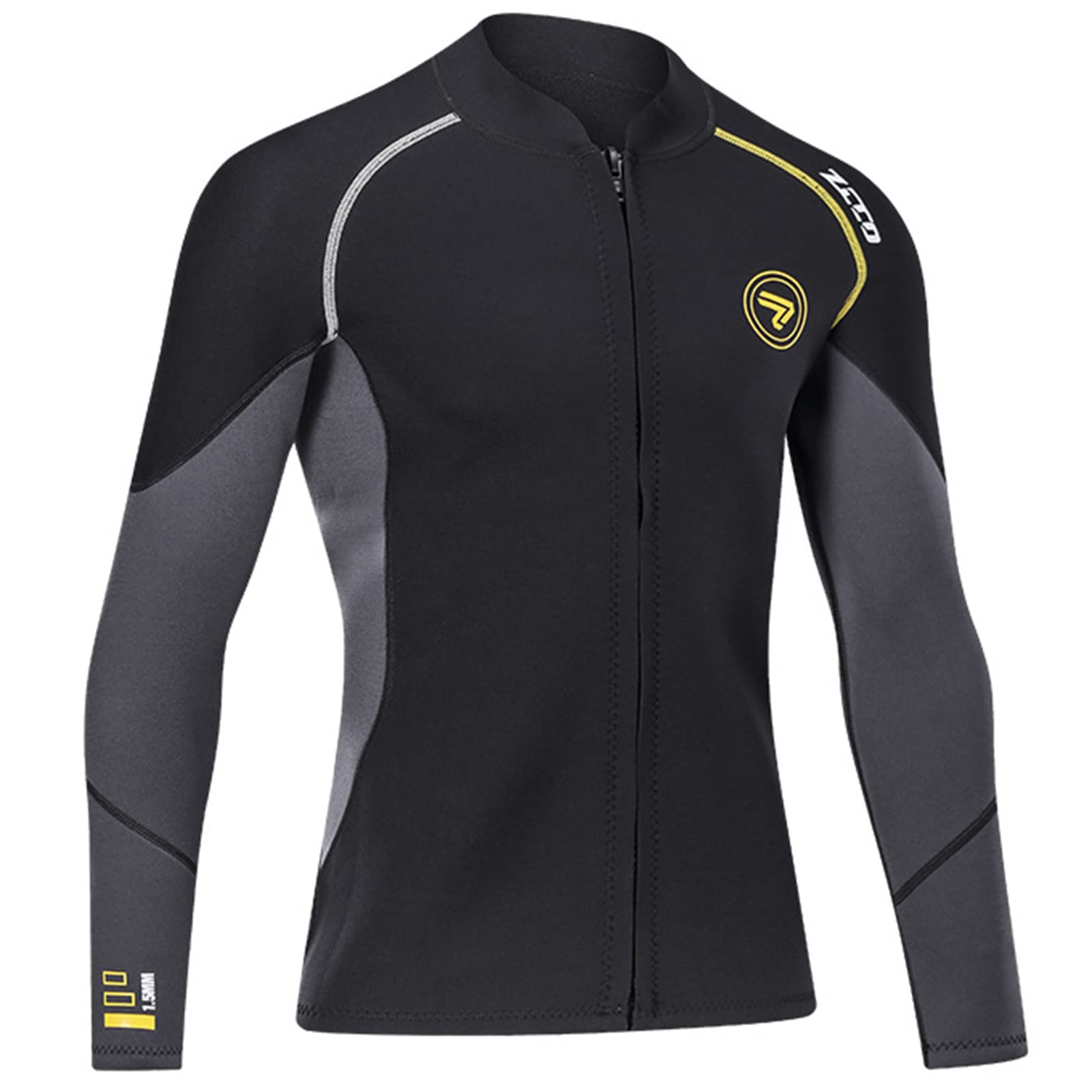 Hombres Trajes De 1.5mm Neopreno Top, con Cremallera Frontal, Manga Larga,Traje De Buceo De Manga Larga Traje De Buceo para Natación, Esnórquel