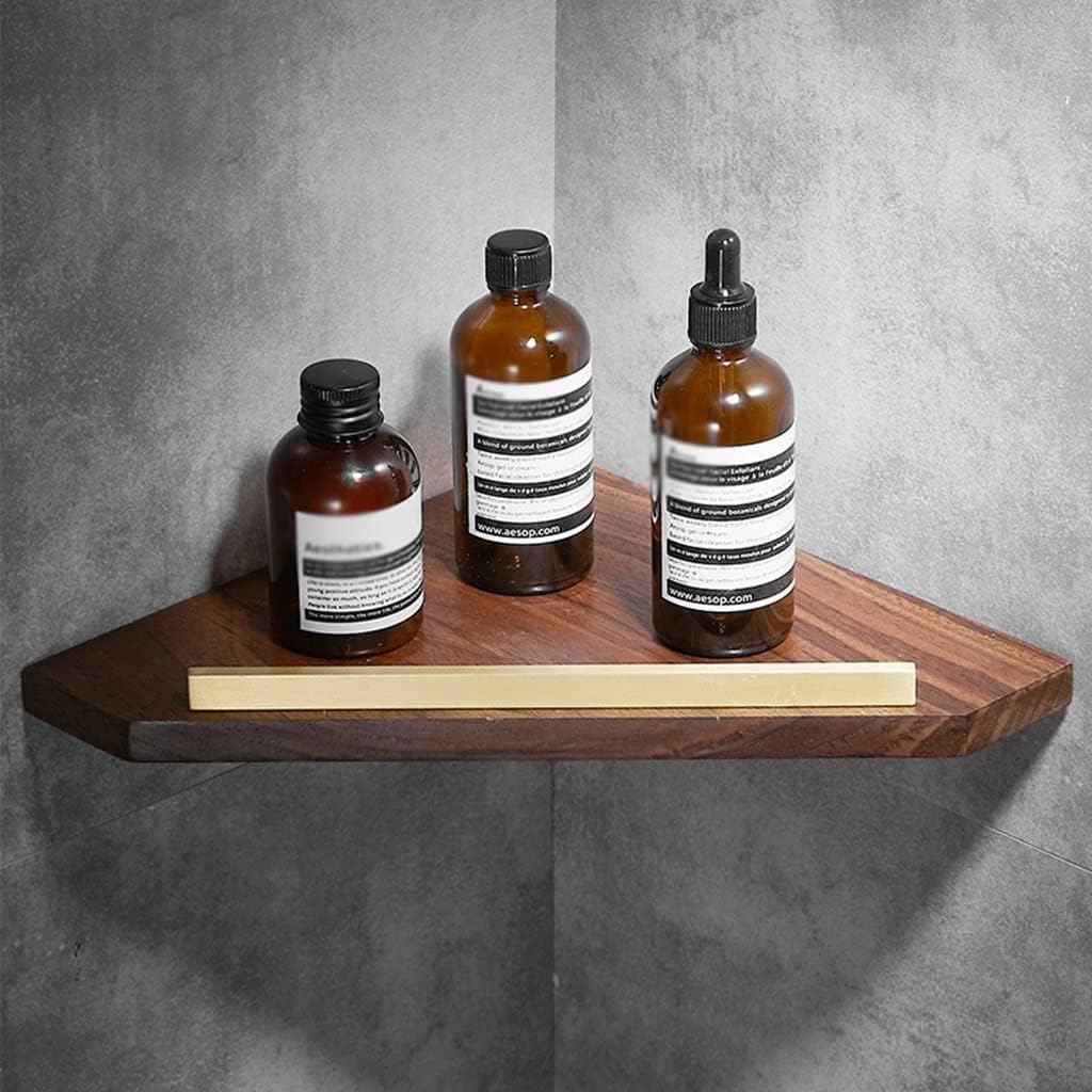 Support de douche d'angle mural en bois pour organiser vos produits de peau