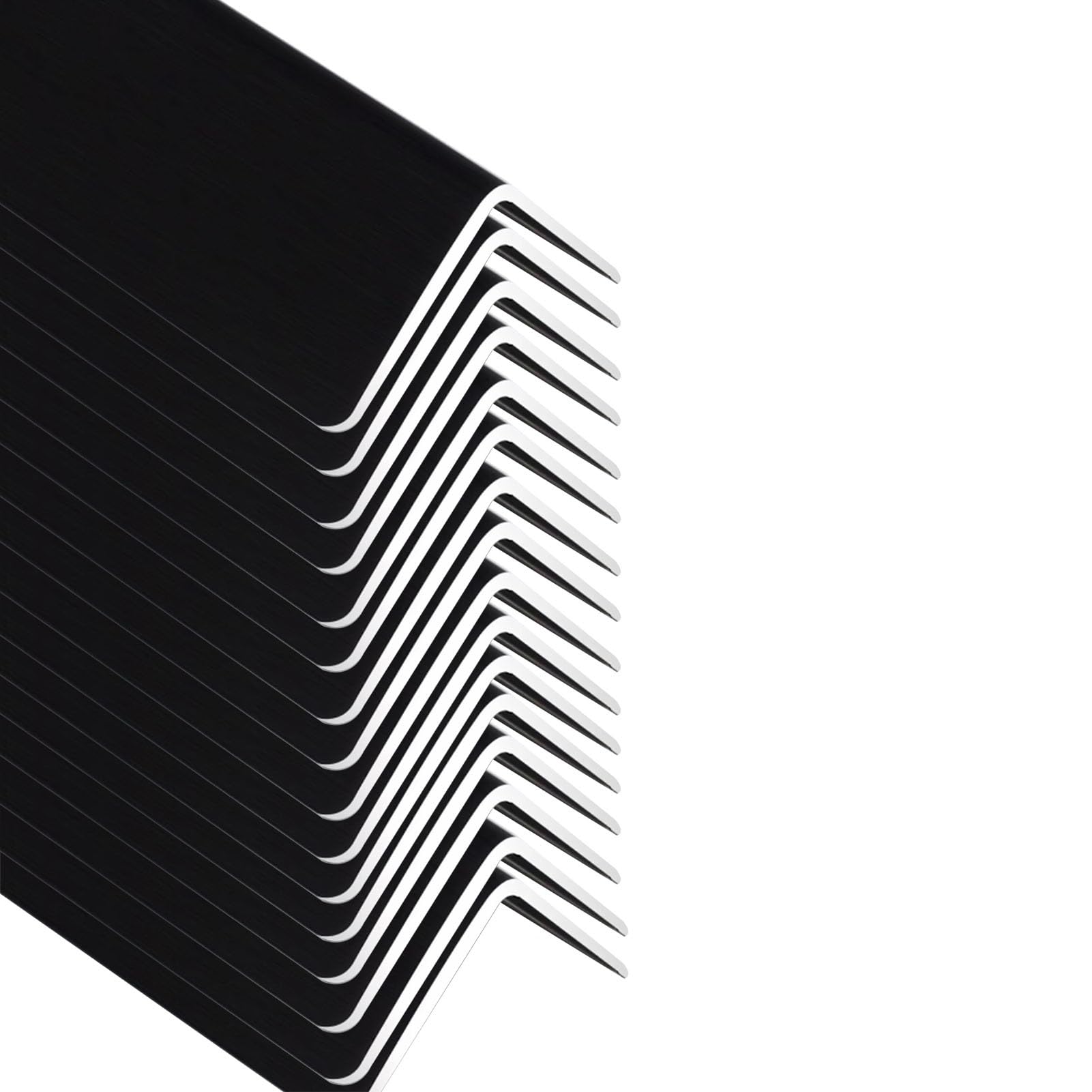 Protectores de esquina de aluminio moldeado en L, ángulo de 90° para decoración de pared, protector de esquina de pared negro autoadhesivo, tira de borde de 2, 4, 8, 12, 16, 20 unidades, 16 piezas de