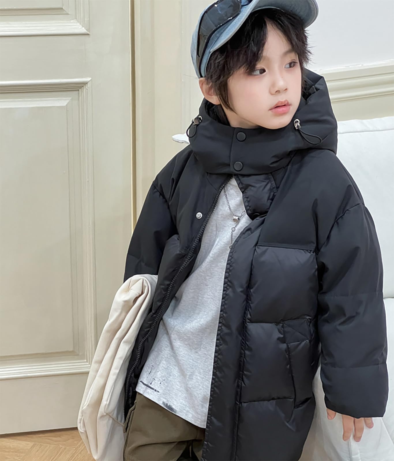 Cappotti Inverno Ragazza Piumino Bambino Ragazza Lunghezza media Cappotti caldi imbottitura in cotone tipo piumino