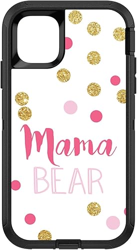 Miniatura 2 de DistinctInk Custom SkinDecal Compatible with OtterBox Defender for iPhone 11 PRO (5.8" Screen) - Pink White Gold Mama Bear