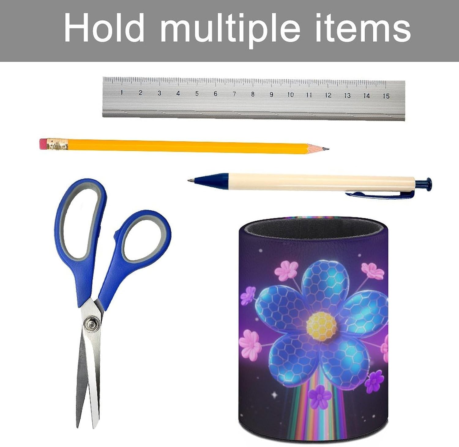 Office 3D Colorful Floral Desk Organizer Pen Holder Round image 5