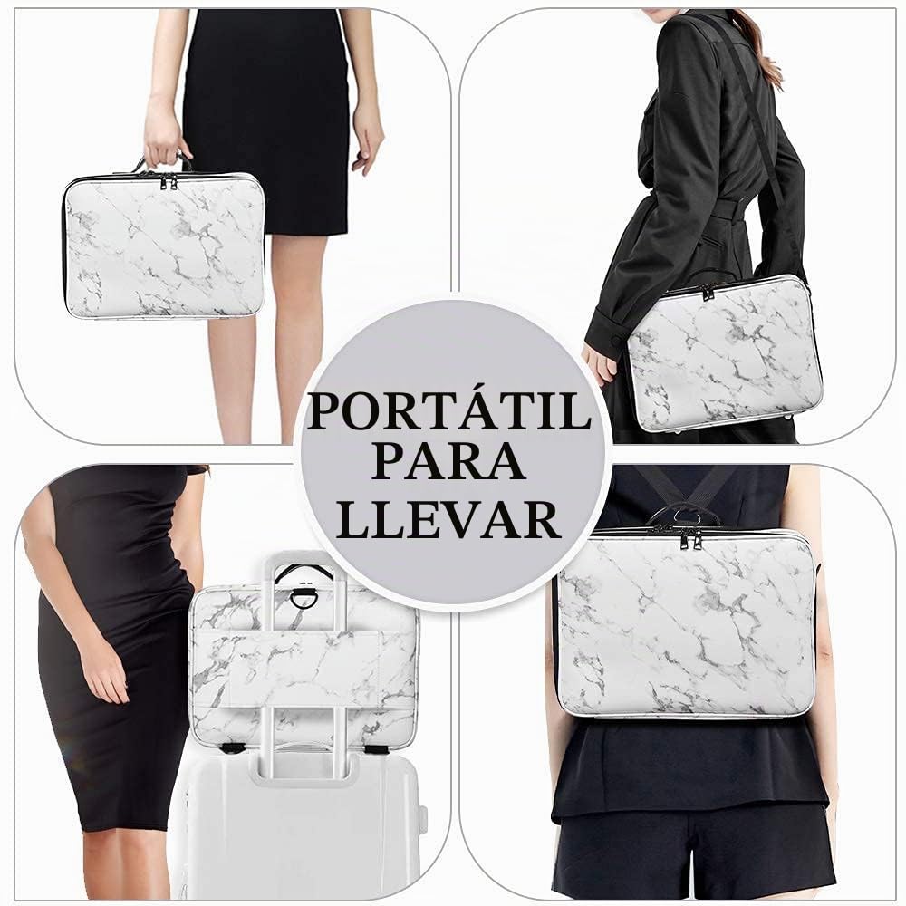 Makeup Bag, 3 Capas Organizador de Maquillaje, Neceser Viaje Mujer Kit de Maquillaje Resistente al Agua, Estuche de Maleta Maquillaje Profesionalcon Divisores y Correas Ajustables, 16''