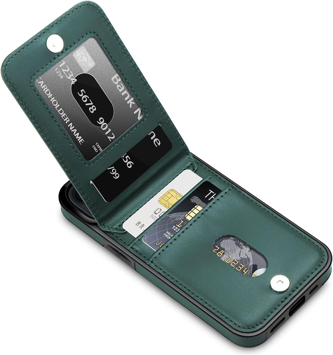 LakiBeibi Phone Case for iPhone 14 Dual Layer Lightweight Premium Leather Case for iPhone 14 Wallet Case with Card Holders Magnetic Lock Flip Case Protective Case for iPhone 14 6.1 Inches,Dark Green