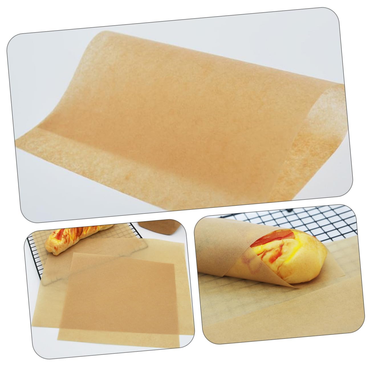 100 pièces Lot Papiers Cuisson Prédécoupés Papier Kraft Naturel Résistant Jusqu à Antiadhésifs et Polyvalents pour Barbecue Pâtisserie et Cuisson Vapeur Accessoires de Cuisine