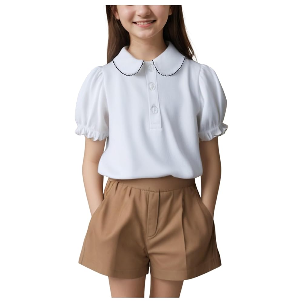 Amazon.co.jp: [kaoayi] ポロシャツ 半袖 キッズ 女の子 フリル