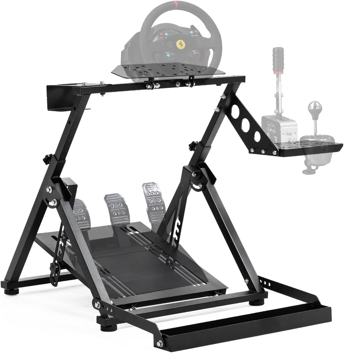 Minneer Racing Wheel Stand X Frame Racing Simulator Steering Wheel Stand Adjustable Angle and Height Fit for Logitech G25, G27, G29, G920 Shifter with seat Slot,Wheel Pedals NOT Included - Black