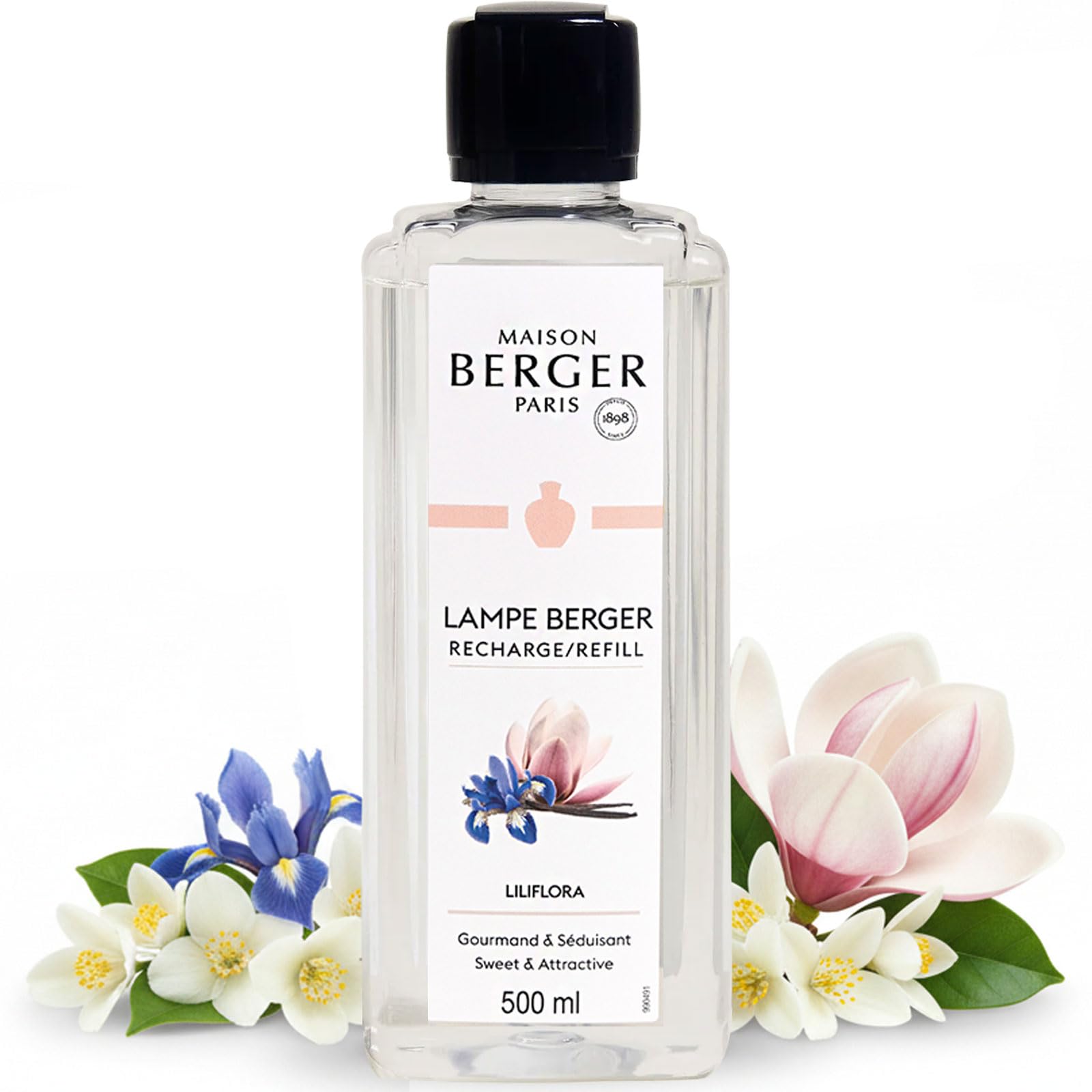 MAISON BERGER Liliflora Lampe Berger Refill, 500 ml (16.9 fl oz), 2-in-1 Catalytic System, Neutralizes Odors and Diffuses Fragrance, Floral Notes,
