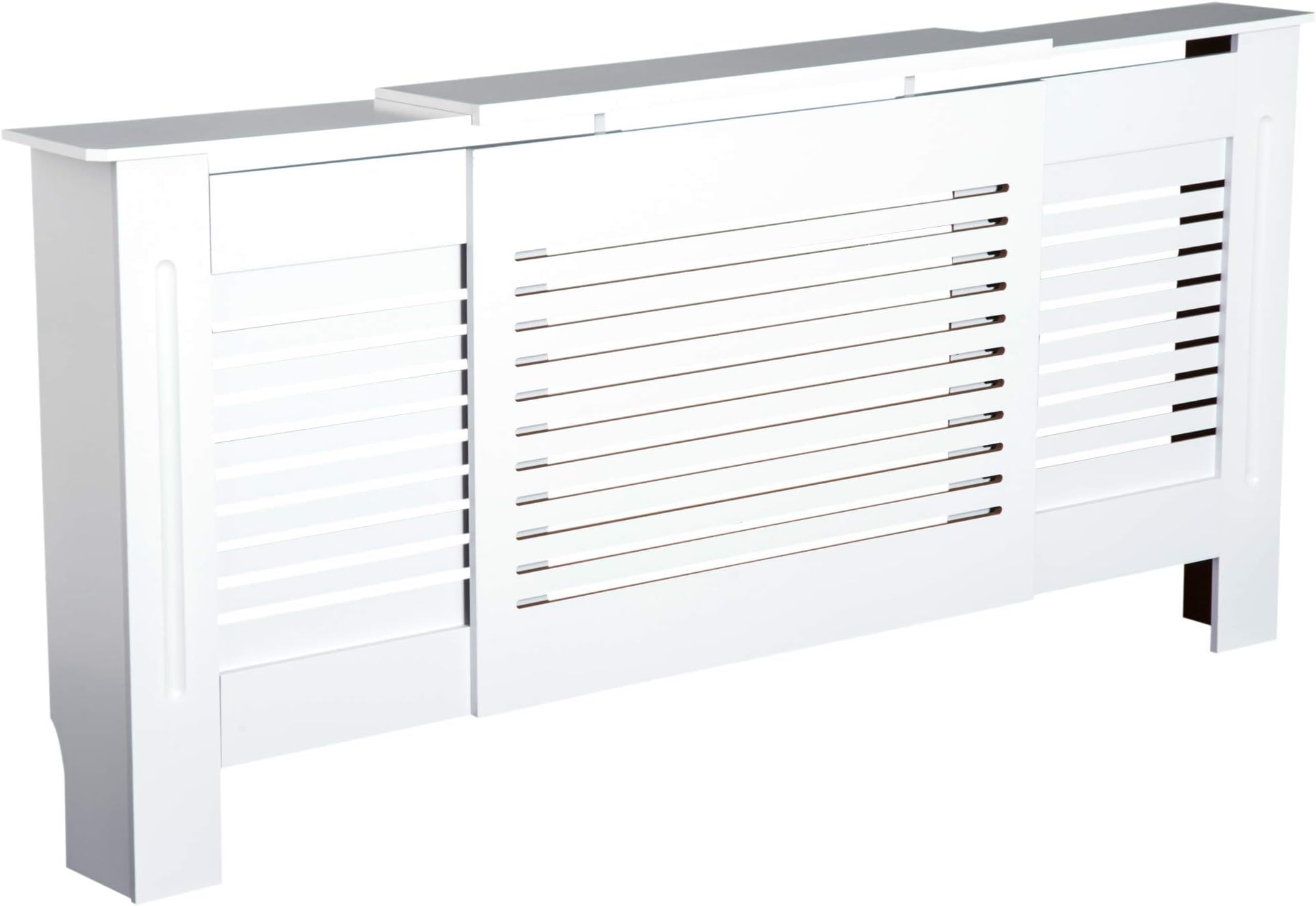 HOMCOM Extendable MDF Radiator Cover Home Office Slatted Design White ...
