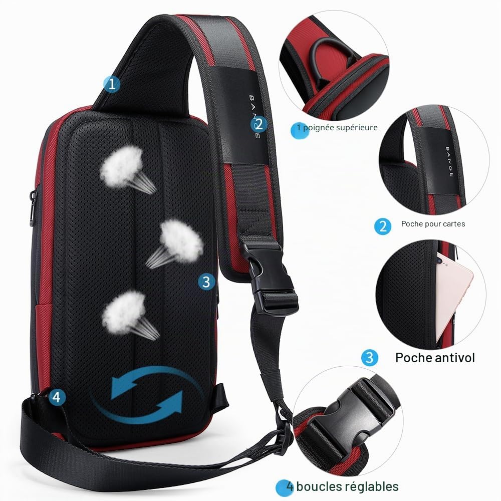 BANGE Sacoche imperméable pour hommes, sacs à bandoulière, Standard size, Tendance