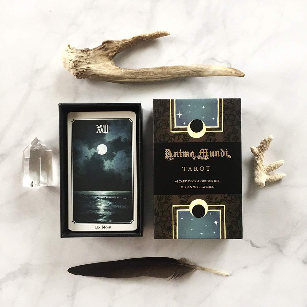 Anima Mundi Tarot Card Deck 78 con la Guía Libro Naturaleza Cubierta Oculta Adivinación Tarjetas Arcanos Mayores y Menores Juego Dorado Origen