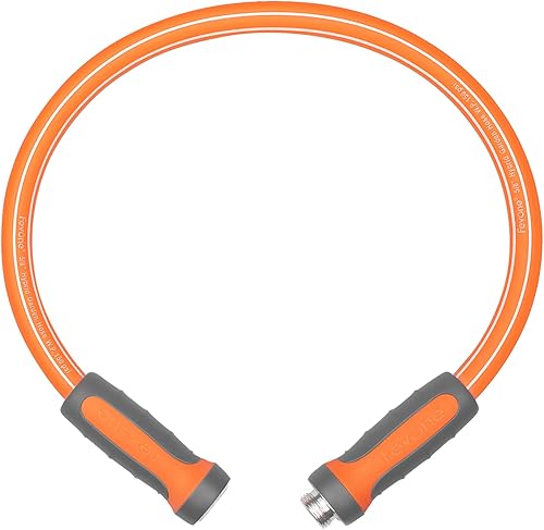 Fevone Manguera de jardín de 3 pies x 58 pulgadas, manguera de agua resistente con agarre giratorio fácil de conectar, polímero híbrido, manguera