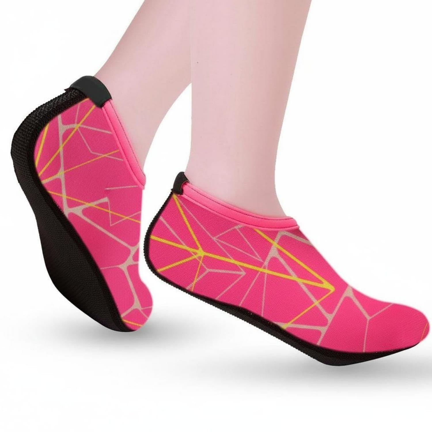 Lightweight Non-Slip Beach Socks Breathable Non-Slip Water Socks Packable Quick-Dry Beach Shoes for Men, Women, Kids, River Trekking, Swimming, Surfing, Rose Red Print, M-image-37