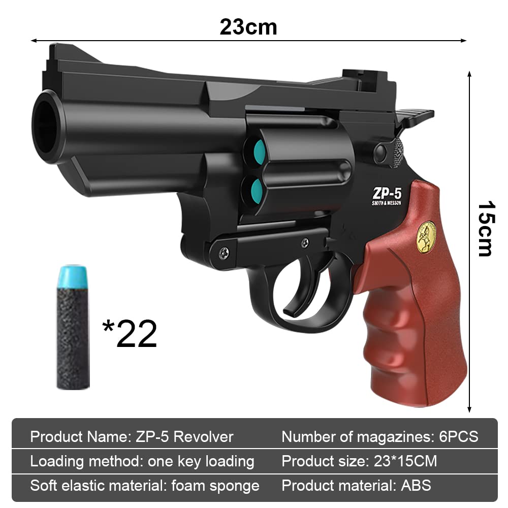 Zabawkowy pistolet dla dzieci, pistolet do zabawy, z 24 miękkimi bulletami, do treningu bezpieczeństwa lub zabawy, dla dzieci od 7 lat (A)