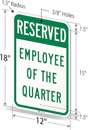 Miniatura 6 de SmartSign -K-7784-EG "Reserved - Employee Of The Quarter" Letrero de estacionamiento | Aluminio reflectante de grado de ingeniero 3M de 12 x 18