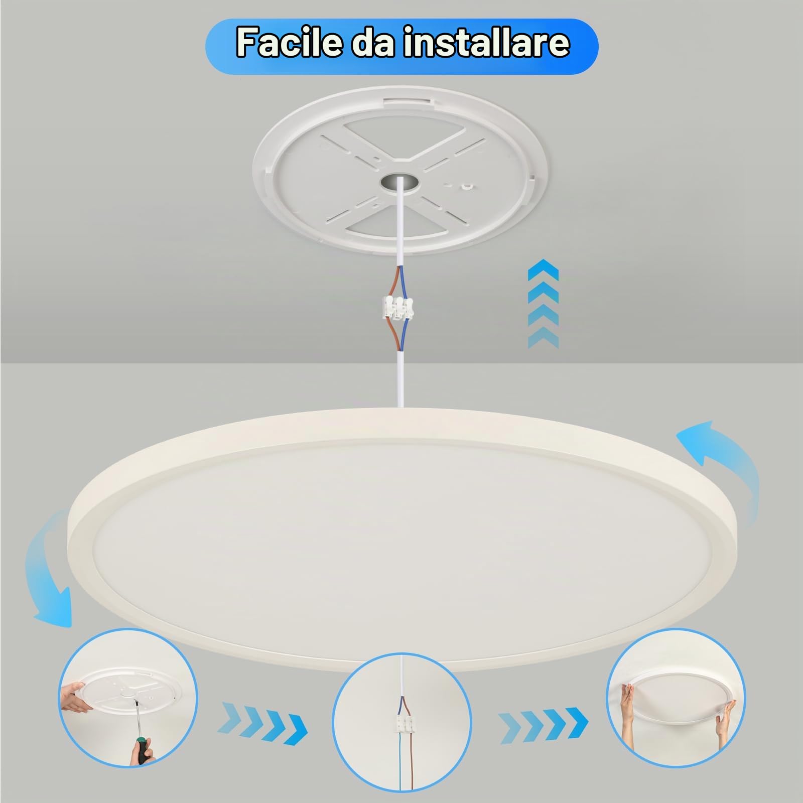 OTREN Plafoniera LED Soffitto Dimmerabile 56W 60CM Lampadario con Telecomando, Modalità Notturna e Memoria, 3000K–6500K, IP44 Impermeabile per Camera da Letto, Soggiorno, Ufficio e Cucina